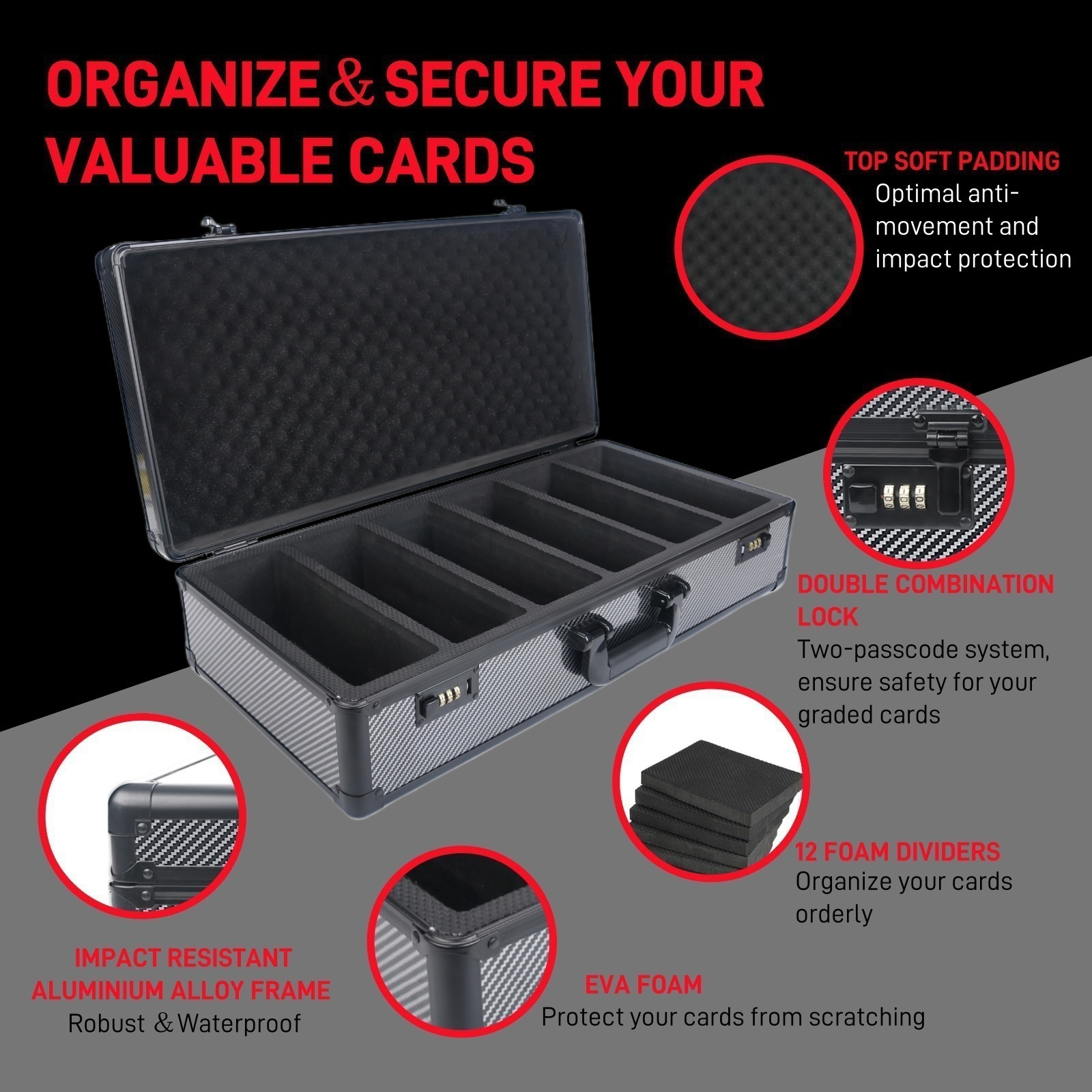 Durable closed design sports card protective containercase